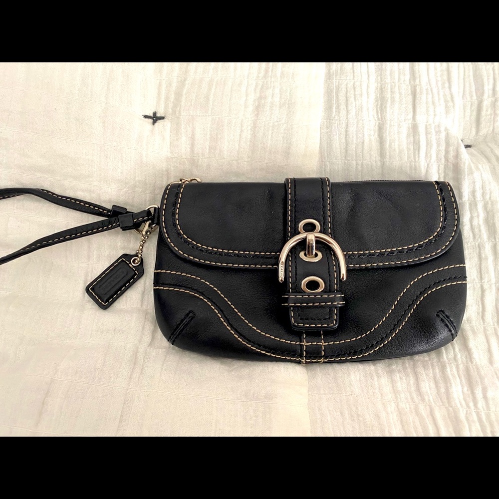 Coach Black leather wristlet